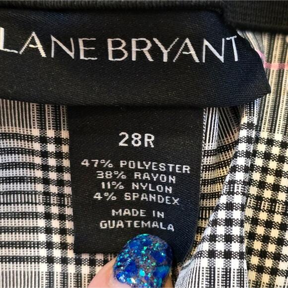 Lane Bryant The Allie Pink Black and White Plaid Straight Leg Pants Plus Size 28 - Picture 12 of 14